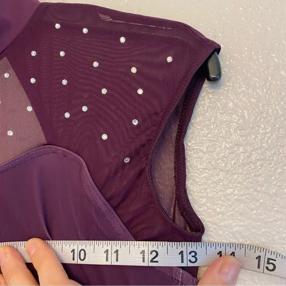 WEISSMAN Dance Costume purple rhinestones ombre Have Mercy 13294 MC 10/12 - Picture 9 of 14